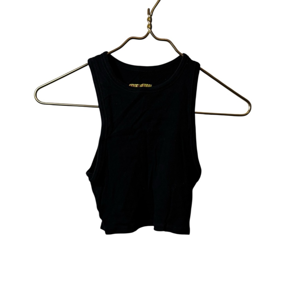 Get Better Today | black cropped tank top ribbed small